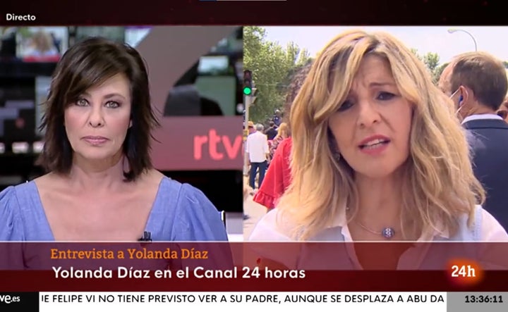 Yolanda Díaz durante una entrevista en RTVE.