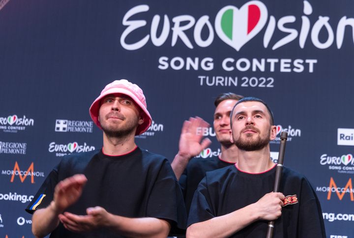 Kalush Orchestra pictured backstage after their Eurovision win