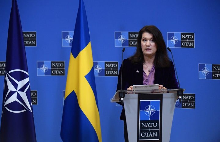 La ministra de Exteriores sueca, durante una reunión con Finlandia y la OTAN