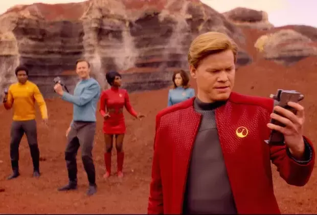 Jesse Plemmons and other cast members in the Black Mirror instalment USS Callister