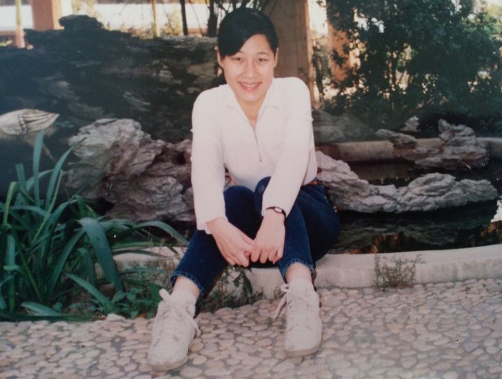The author in 1991 at age 19 at Foshan University in China. "I was an accounting major and did not understand English," she notes.