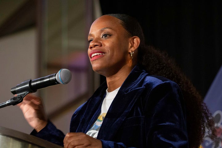 Pennsylvania state Rep. Summer Lee speaks earlier this month at a rally in Pittsburgh that was headlined by Sen. Bernie Sanders (I-Vt.). She is set to join the ultraliberal bloc known as the "Squad."