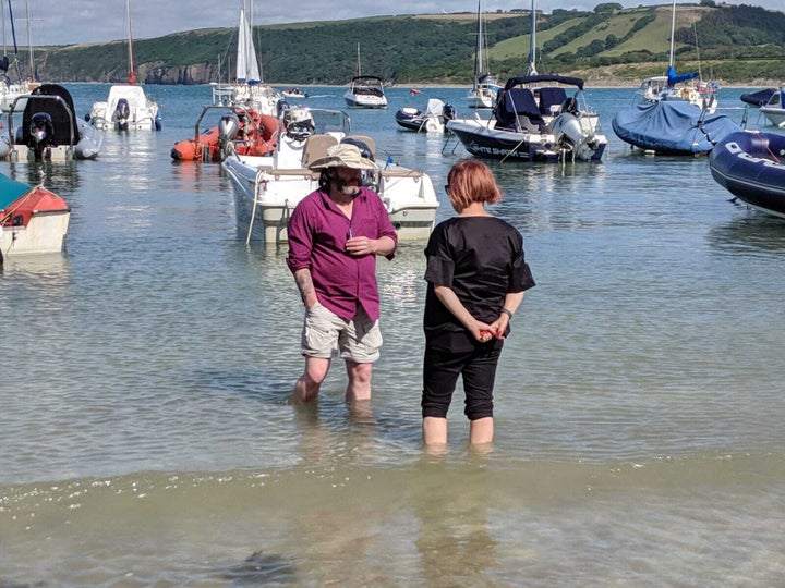 Kerry McCarthy with her friend Ric O'Shea in Pembrokeshire, 2019