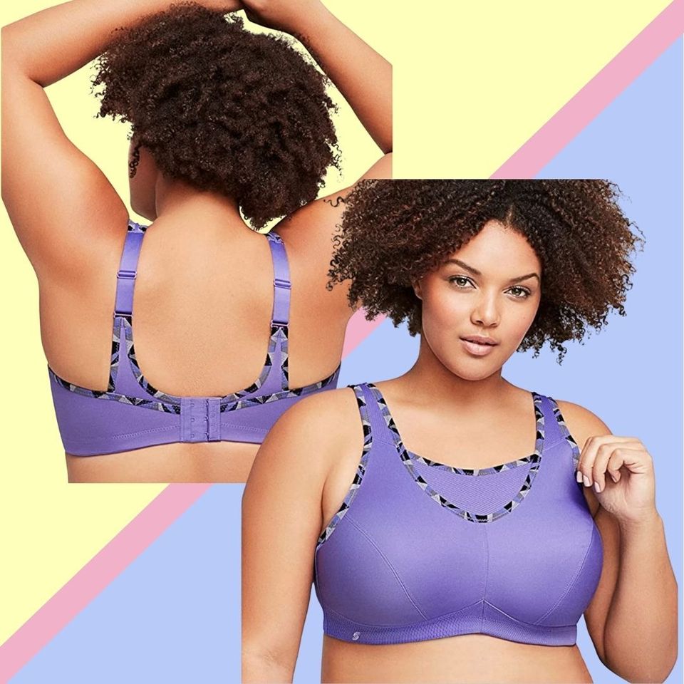 Vedolay Bra Sports Bra for Women with Sewn-in Pads, High Impact Support  with Non-Removable Permanent Pads Cups,Gray 5XL 