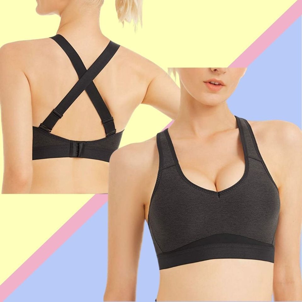 Without Walls One Shoulder Double Strap Sports Bra Removable Pads