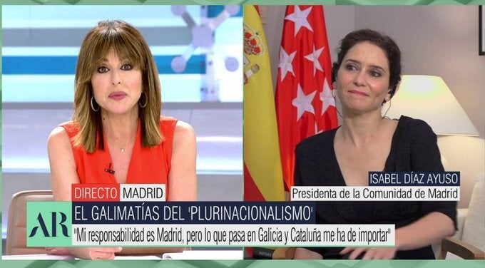 Isabel Díaz Ayuso, en la entrevista en 'AR'