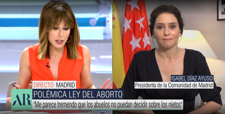 Un fragmento de la entrevista de Ayuso en Telecinco.