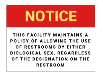 Tennessee wanted to require businesses in the state to post this bathroom sign. A federal judge criticized the sign's "cartoonishly alarmist color scheme."