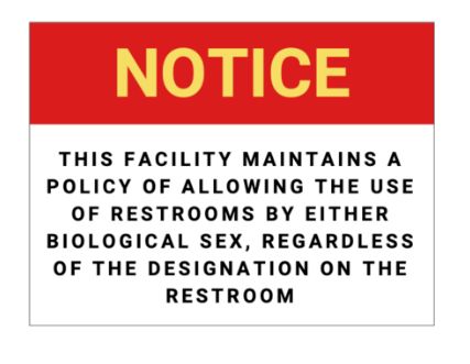 Tennessee wanted to require businesses in the state to post this bathroom sign. A federal judge criticized the sign's "cartoonishly alarmist color scheme."
