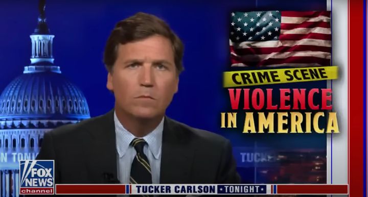 A clip shared Wednesday compared Fox News host Tucker Carlson's coverage of acts of mass violence.