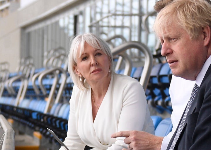 Culture Secretary Nadine Dorries alongside Boris Johnson