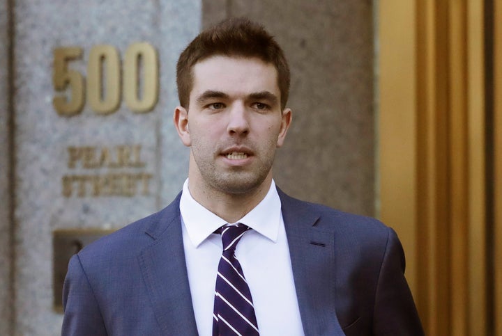Billy McFarland, the promoter of the failed Fyre Festival in the Bahamas, is seen in 2018 leaving federal court after pleading guilty to wire fraud charges in New York.