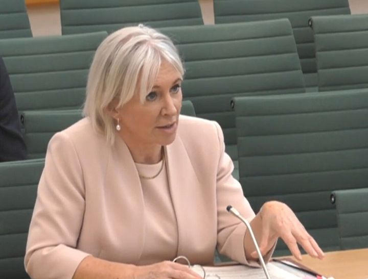Nadine Dorries giving evidence to the digital, culture, media and sport committee, at the House of Commons.