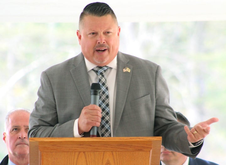 William Sproule, executive secretary-treasurer of EASRCC, speaks during a ribbon-cutting ceremony for the union's new offshore wind training facility in Hammonton, New Jersey.