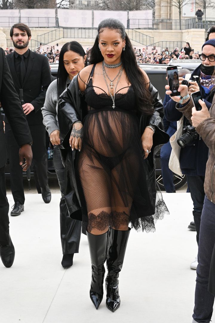 Rihanna attends a Dior show during Paris Fashion Week in March.