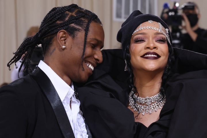 Rihanna and A$AP Rocky attend the 2021 Met Gala.