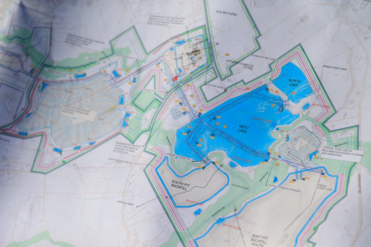 A map of the proposed pit mine.