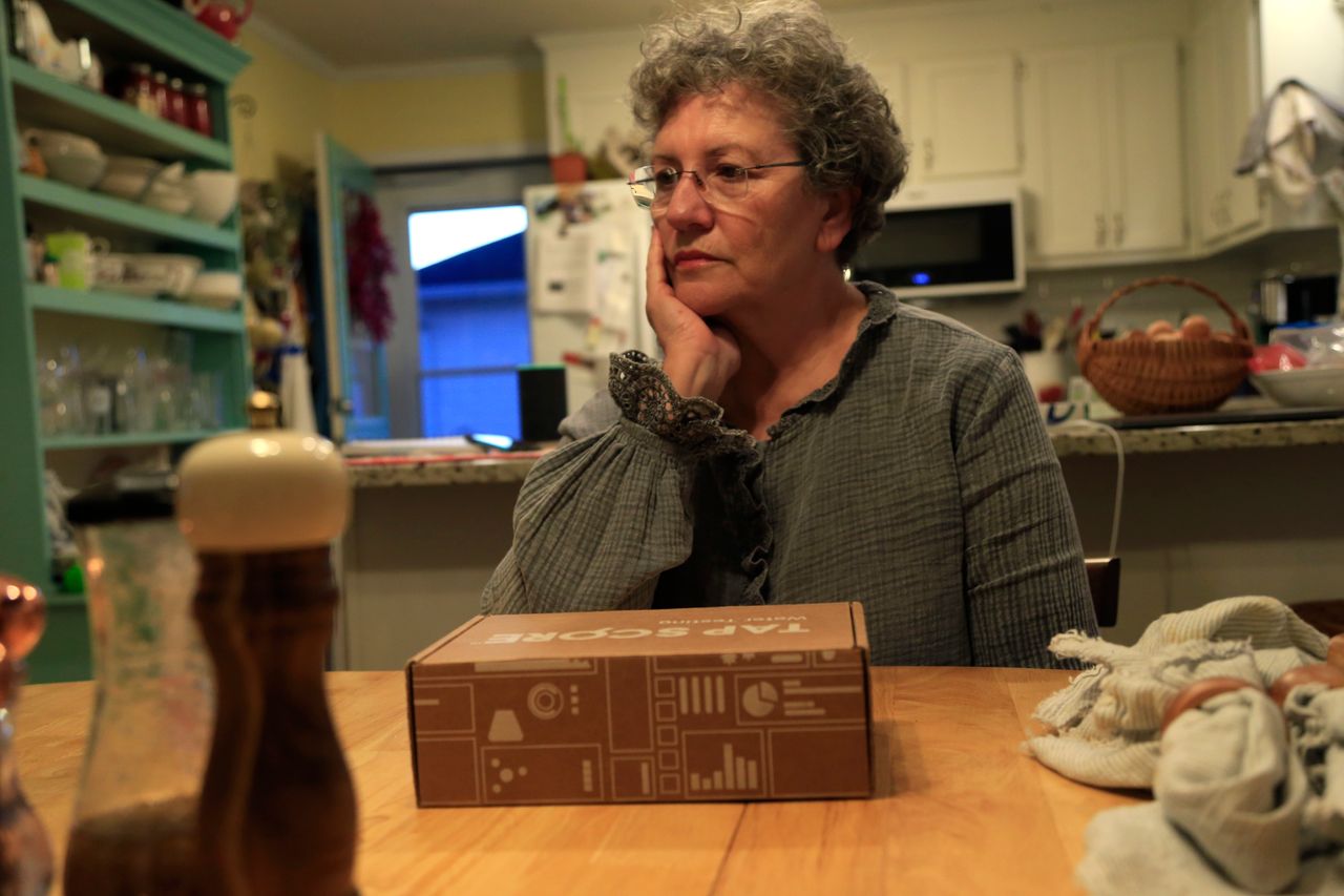 LeAnne Pembleton sits at her kitchen table at her home in Cherryville.