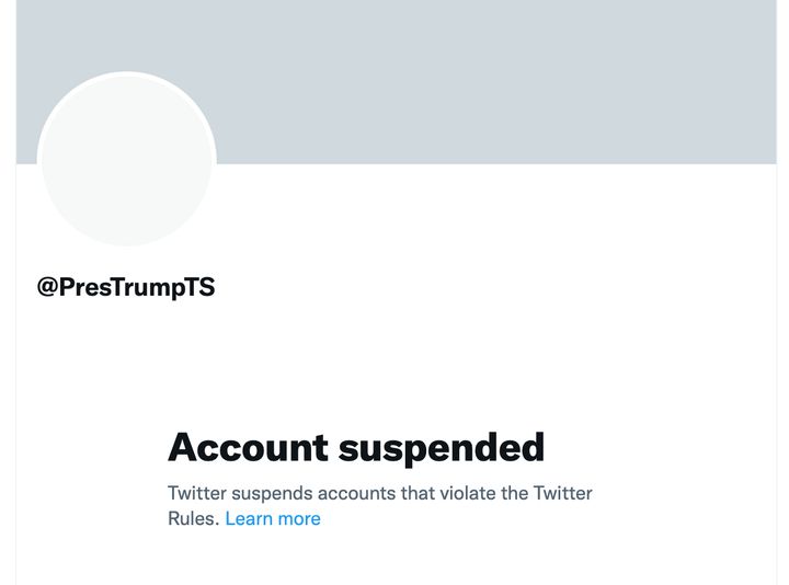 Twitter shuts down Trump's Truth Social messages posted to Twitter account.