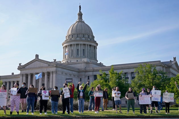 Pro-abortion protesters outside the Oklahoma legislature on May 3