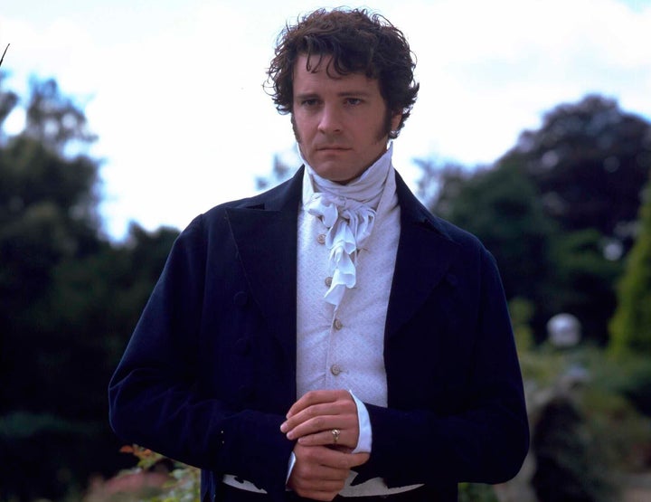 Colin Firth as Mr. Darcy on the set of "Pride and Prejudice," which came out in 1995.