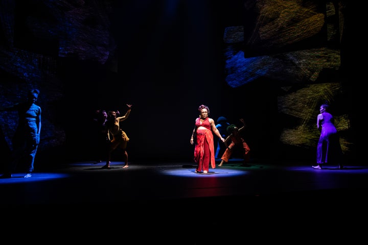 Left to right: Okpokwasili, Kuumba, Woods, Miller, Sargeant, Granderson and Wailes in "For Colored Girls."