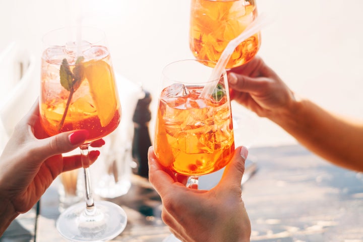 Think about the amount of sugar in an Aperol Spritz vs. the Old Fashioned you might order at night. There's a lot more of it.