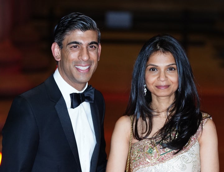 Chancellor of the exchequer Rishi Sunak alongside his wife Akshata Murthy.