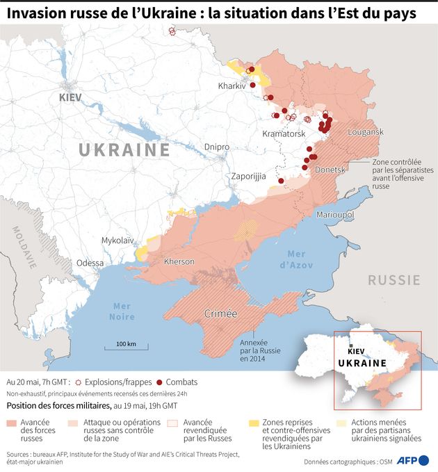 Carte de la situation en Ukraine au 20 mai à 7 heures