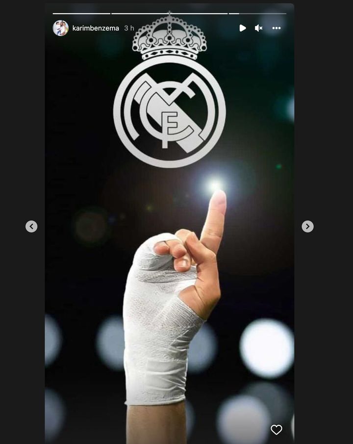 Story de Benzema en Instagram tras la renovación de Mbappé por el PSG.