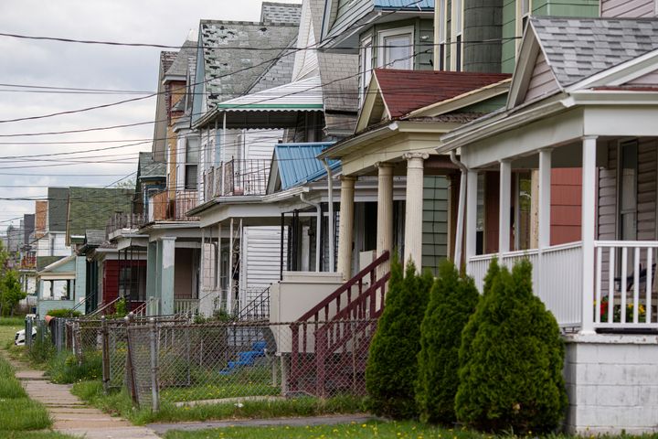 Houses along Riley Street near Tops Friendly Market are seen on Tuesday, May 17, 2022, in Buffalo, New York.