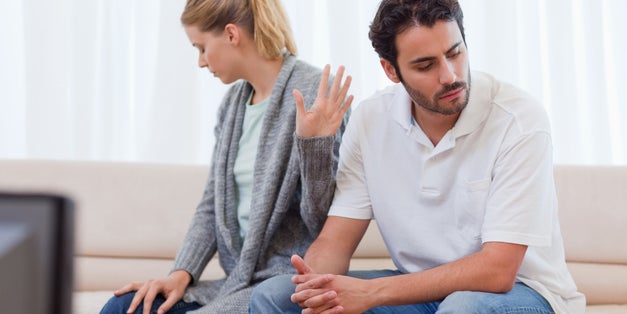 Woman being mad at her husband