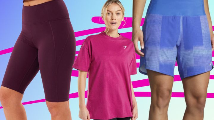 Gymshark Shorts Womens Medium Pink Blue Running Lightweight Gym