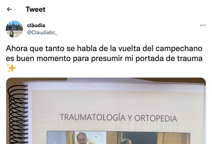 tuit de @Claudiabc_ con la portada de su trabajo.