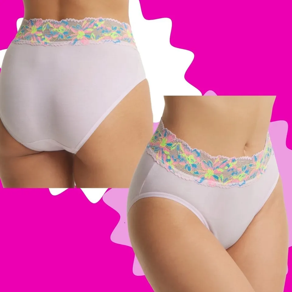  Seamless Underwear For Women Cheeky Bikini Panties High Cut  V-waist Lace Underwear Women Cute Bikinis 6 Pack