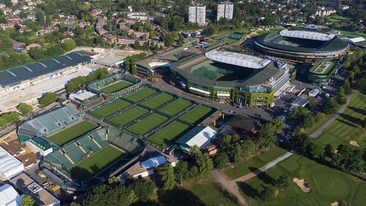 Wimbledon, London, England. June 14th 2021. The All England Lawn Tennis and Croquet Club (AELTC) is home to the Wimbledon Championships, the only Grand Slam tennis event still held on grass. Centre Court and Court No1 have retractable roofs in the event of bad weather..