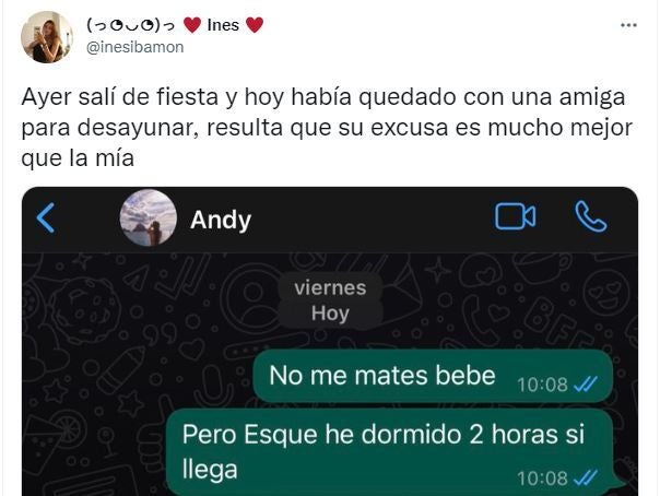 El tuit viral con las capturas de pantalla.