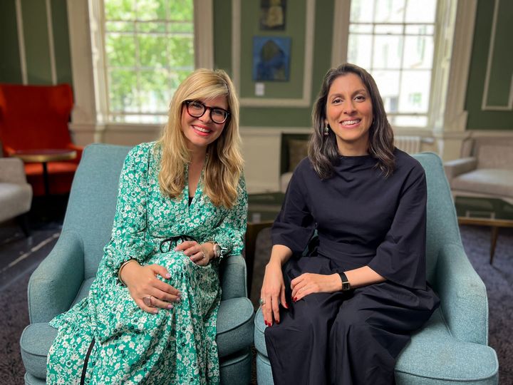 Nazanin Zaghari-Ratcliffe and Emma Barnett before taking part in an interview for BBC Radio 4's Woman's Hour.