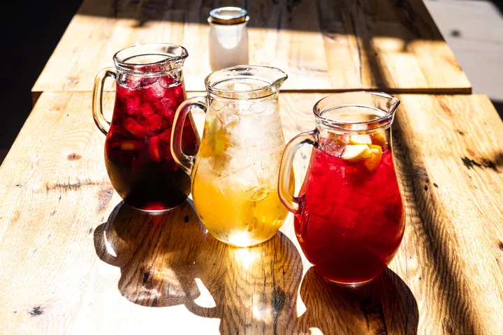 Sangria pitchers are back! Red or white in full or half pitchers. Perfect  for patio season! #harvardsquare