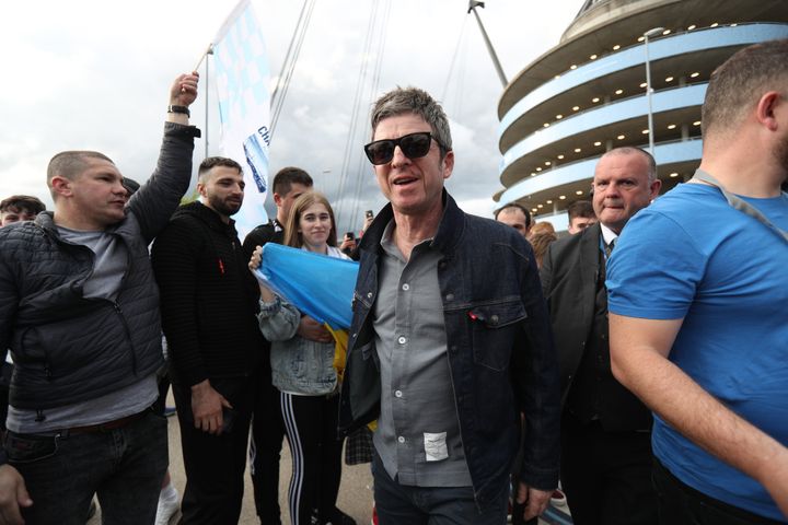 Noel Gallagher leaves the stadium after tMan City finished the season as Premier League champions during the Premier League match between Manchester City and Aston Villa at Etihad Stadium on May 22, 2022 in Manchester, England. (Photo by Cameron Smith/Getty Images)