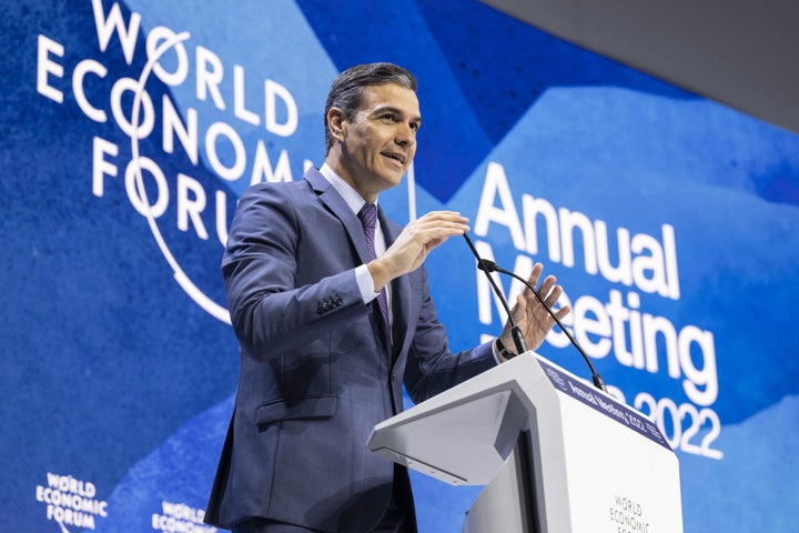 Pedro Sánchez, durante su intervención en el Foro Económico de Davos, en Suiza.