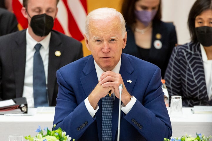 U.S. President Joe Biden attends the Quad leaders summit meeting with Japanese Prime Minister Fumio Kishida, Australian Prime Minister Anthony Albanese and Indian Prime Minister Narendra Modi at the prime minister's office, Tuesday, May 24, 2022, in Tokyo.