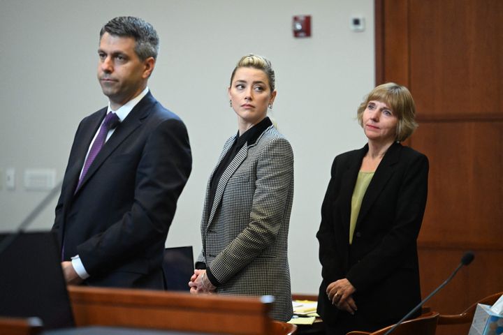Amber Heard pictured in court earlier this week