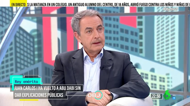 El expresidente del Gobierno, José Luis Rodríguez Zapatero, en 'El Objetivo'.
