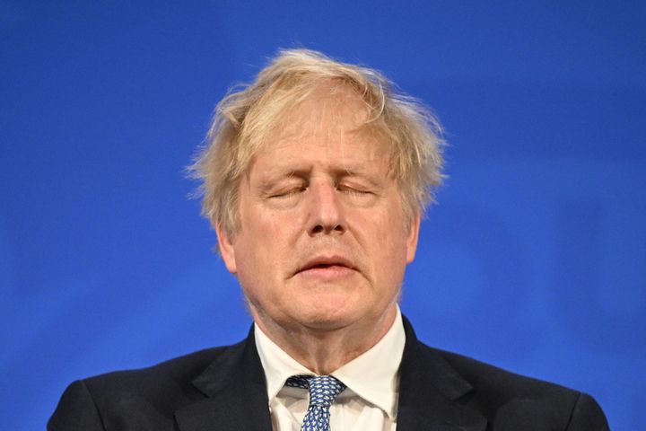 <strong>Boris Johnson speaks during a press conference in Downing Street, London.</strong>