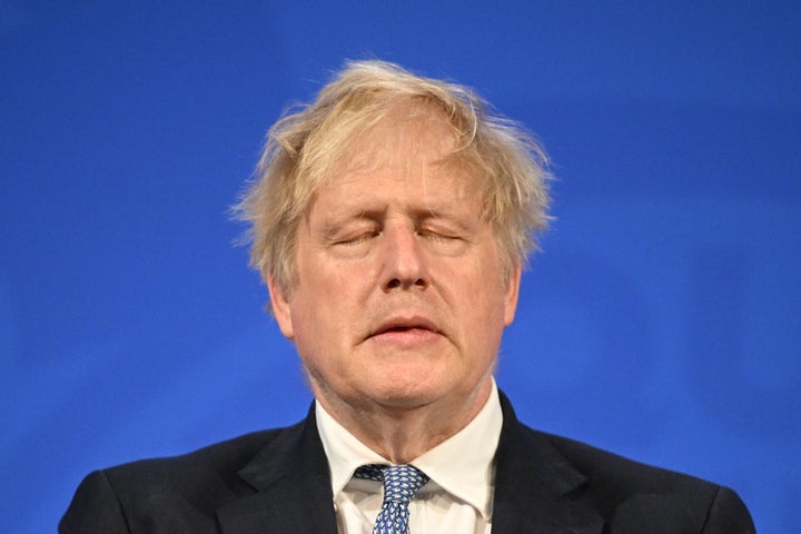 Boris Johnson speaks during a press conference in Downing Street, London.