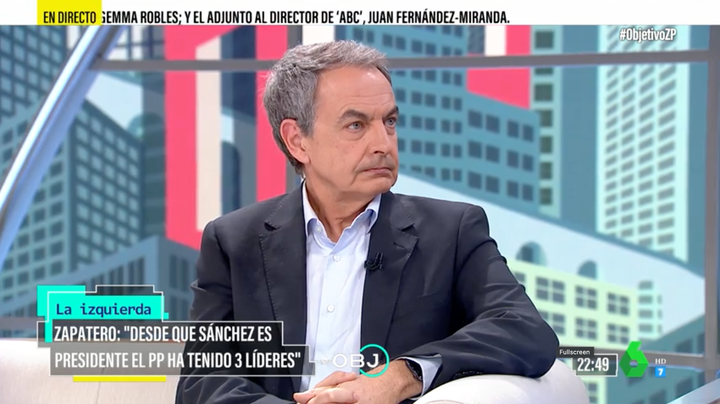El expresidente del Gobierno, José Luis Rodríguez Zapatero, en 'El Objetivo'.