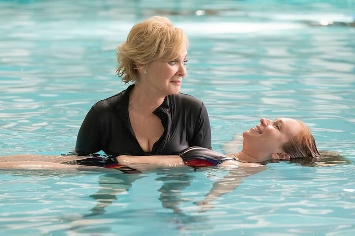 Deborah teaches Ava how to float.