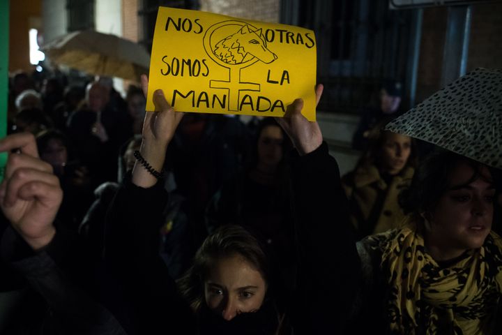 Manifestación feminista para condenar las violaciones de 'las manadas', en Madrid.