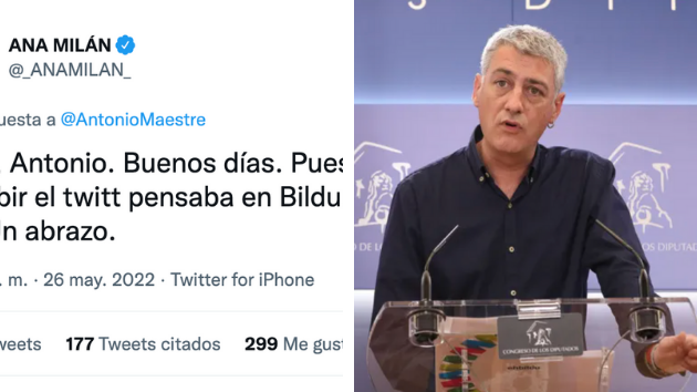 Tuit de Ana Milán y Oskar Matute.